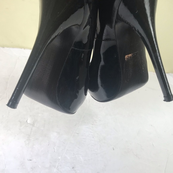Stuart Weitzman Victoria Peep Toe Patent Leather Shoes Pumps Heels Stilettos Blk - Picture 10 of 16